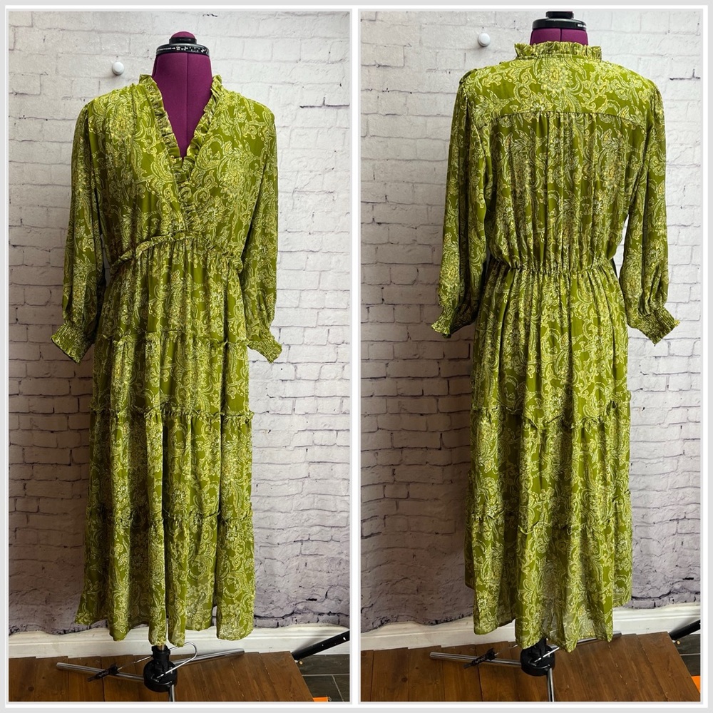 Umgee Green Floral Midi Dress